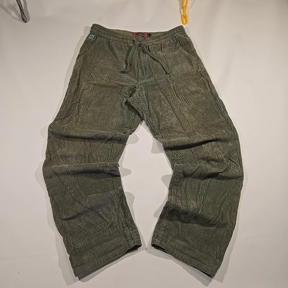 Empyre Men M Corduroy Jogger Pants Gray Drawstring Elastic Waist Street Comfy 33